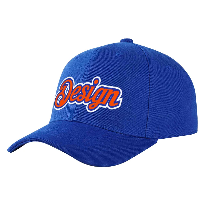 Reflective Baseball Cap-Custom Royal Orange-Royal Curved Eaves Sport Design Baseball Cap