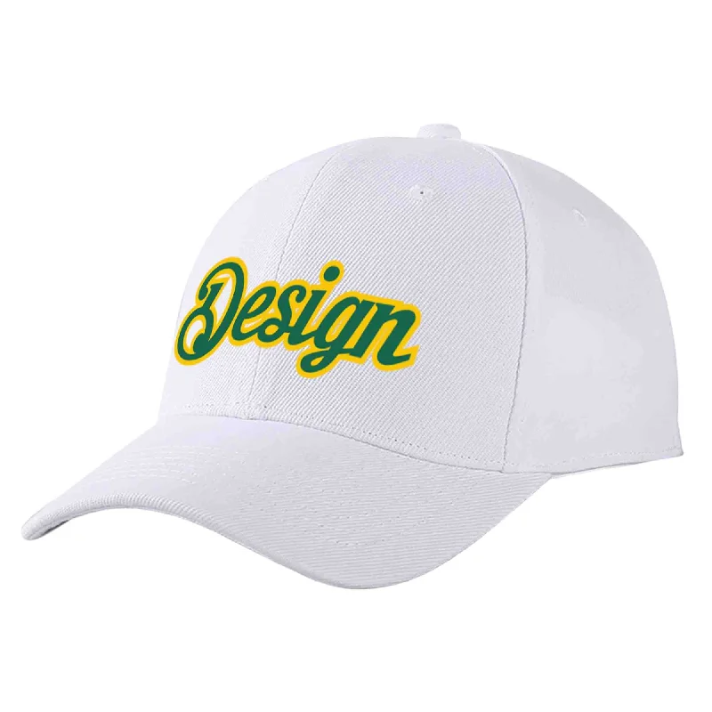 Music Festival Baseball Cap-Custom White Kelly Green-Yellow Curved Eaves Sport Design Baseball Cap