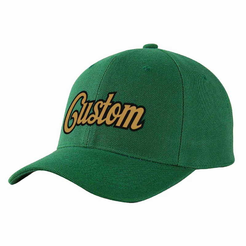 Entrepreneur Baseball Cap-Custom Green Old Gold-Black Curved Eaves Sport Baseball Cap Design for Men/Women/Youth