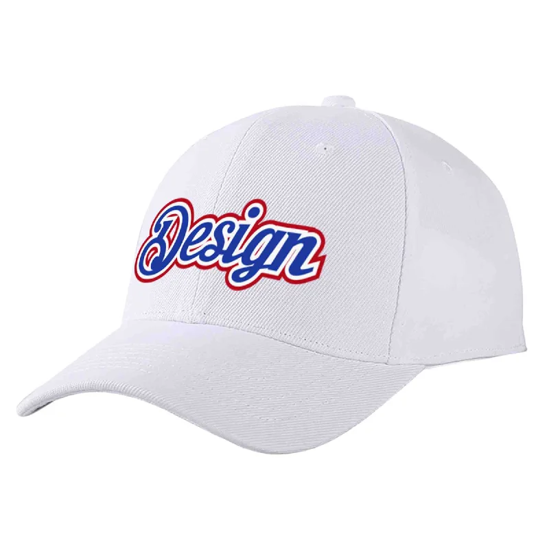 Best Seller Baseball Cap-Custom White Royal-White Curved Eaves Sport Design Baseball Cap