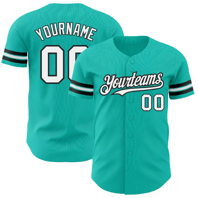 Fan Baseball Jersey-Custom Aqua White-Black Authentic Baseball Jersey