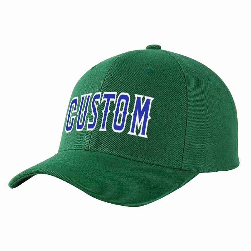 Anniversary Baseball Cap-Custom Green Royal-White Curved Eaves Sport Baseball Cap Design for Men/Women/Youth