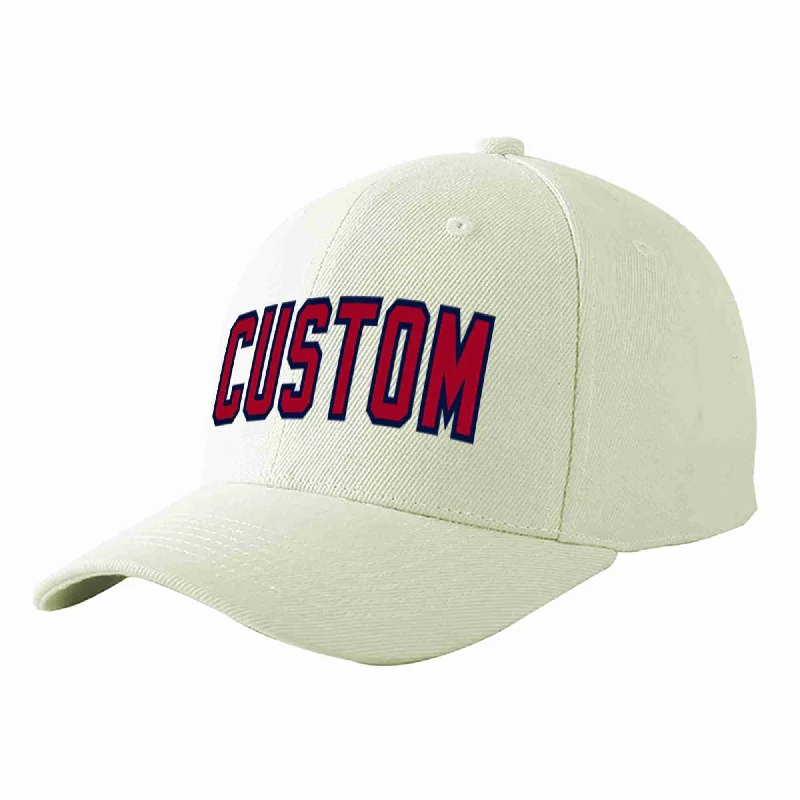 Mesh Baseball Cap-Custom Cream Red-Navy Curved Eaves Sport Baseball Cap Design for Men/Women/Youth