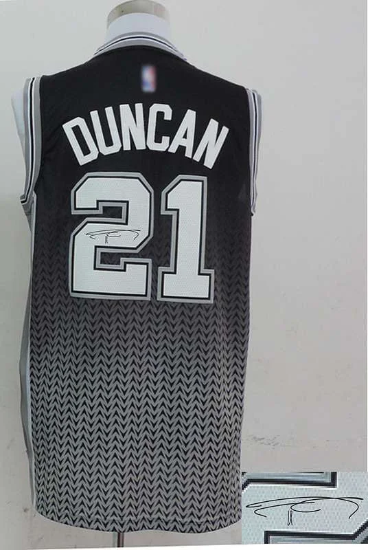 Basketball Manager Jersey-Spurs 21 Duncan Grey Resonate Signature Edition Basketball Jerseys