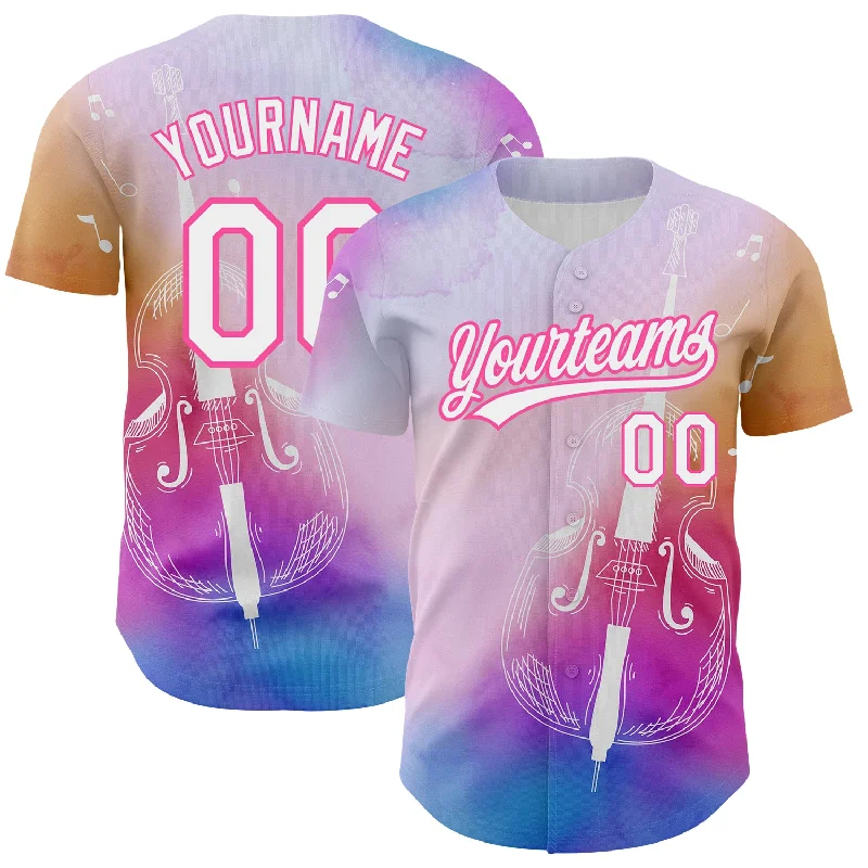 Baseball Training Camp Jersey-Custom Pink White-Purple 3D Pattern Design Music Festival Authentic Baseball Jersey