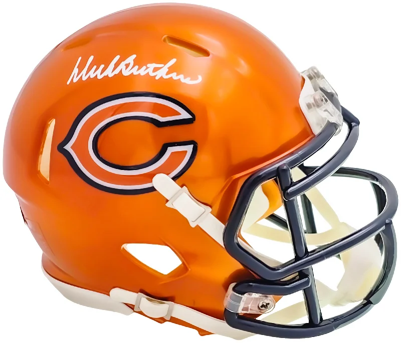 Metallic Rugby Helmet-Dick Butkus Autographed Chicago Bears Flash Orange Speed Mini Helmet Beckett BAS Witness Stock #214945