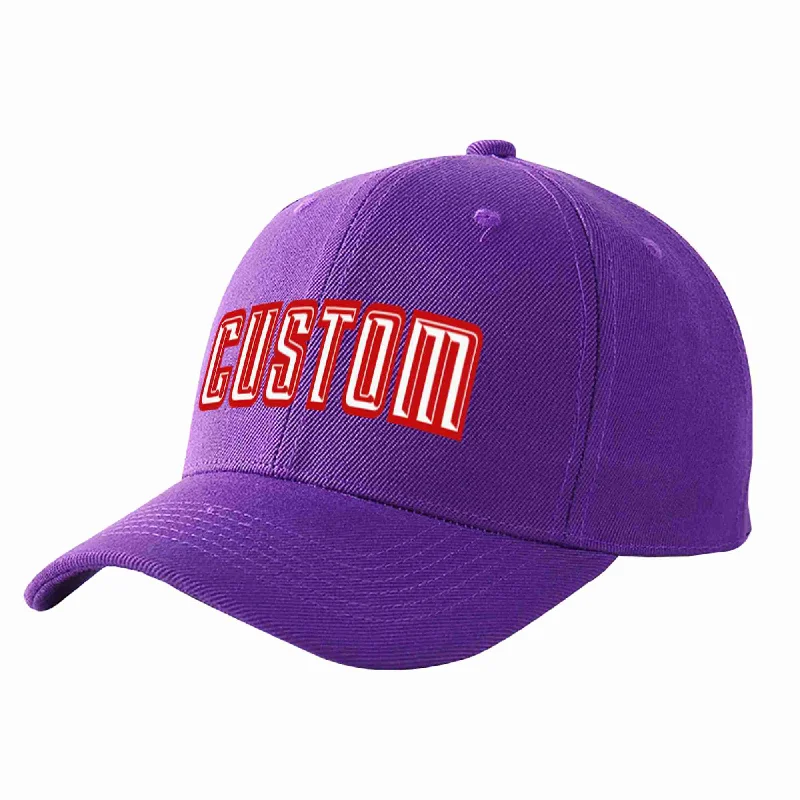 Graduation Baseball Cap-Custom Purple White-Red Curved Eaves Sport Baseball Cap Design for Men/Women/Youth