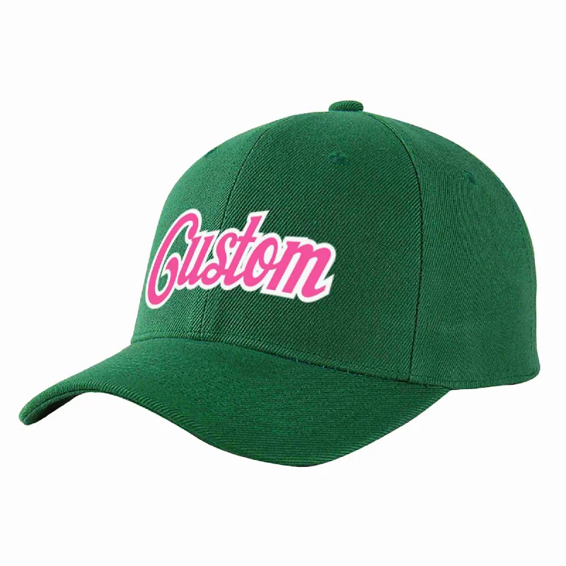 School Baseball Cap-Custom Green Pink-White Curved Eaves Sport Baseball Cap Design for Men/Women/Youth