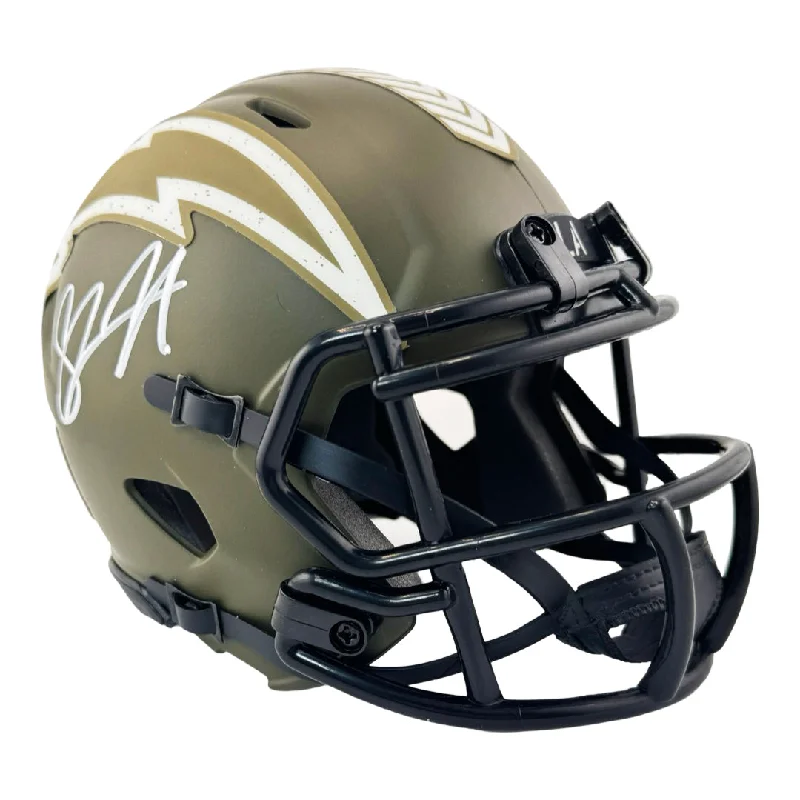 Extra Padding Rugby Helmet-Shawne Merriman Signed Los Angeles Chargers Salute to Service Mini Football Helmet (JSA)