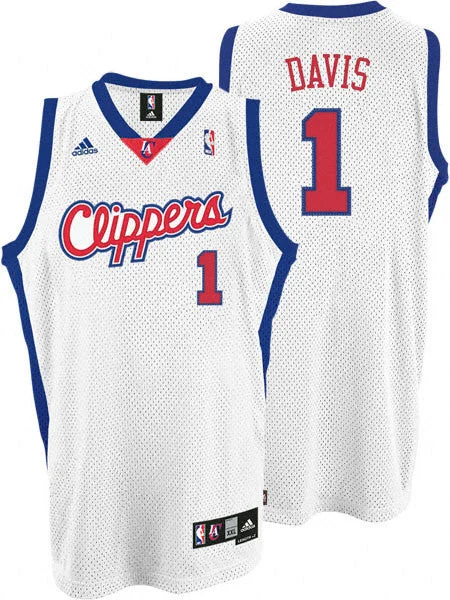 Blank Basketball Jersey-Clippers 1 Baron Davis Whtie Basketball Jerseys