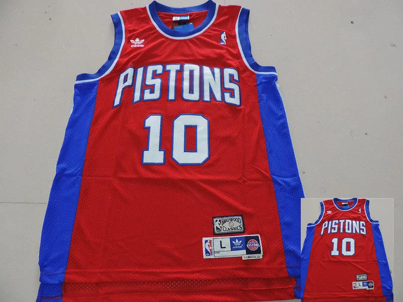 Black Basketball Jersey-Pistons 10 Rodman Red Hardwood Classics Basketball Jerseys