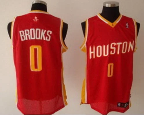 Softball Basketball Jersey-Rockets 0 Brooks Red Basketball Jerseys