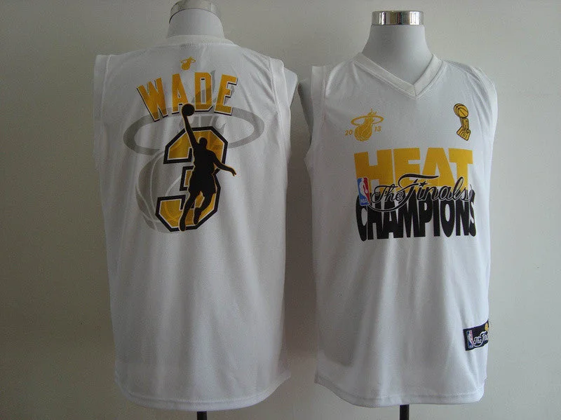 Basketball Scorer Jersey-Heat 3 Wade White Champions Edition Basketball Jerseys