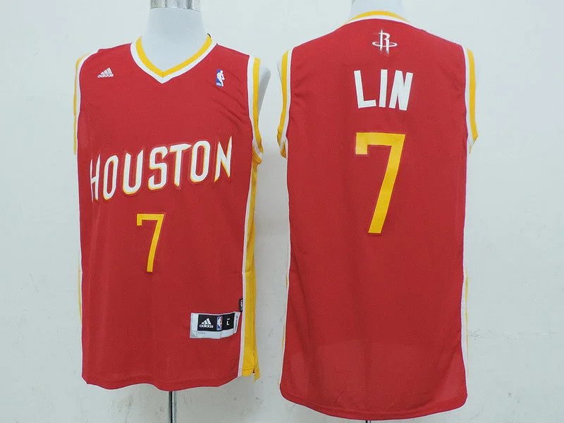 Basketball Collector’s Item Jersey-Houston Rockets 7 Lin Red New Revolution 30 Basketball Jerseys