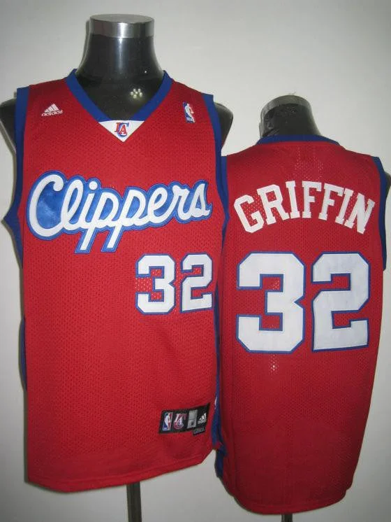 Long Sleeve Basketball Jersey-Clippers 32 Blake Griffin Red Basketball Jerseys