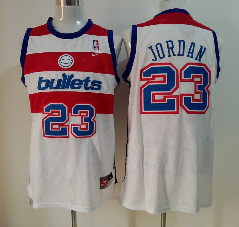 Basketball Umpire Jersey-23 Jordan White Throwback Basketball Jerseys