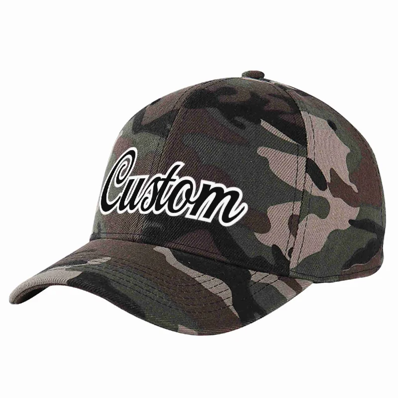 Brotherhood Baseball Cap-Custom Camo Black-White Curved Eaves Sport Baseball Cap Design for Men/Women/Youth