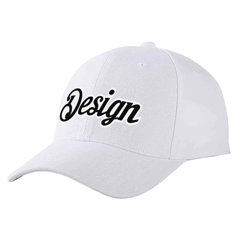 Cartoon Baseball Cap-Custom White Black-White Curved Eaves Sport Design Baseball Cap