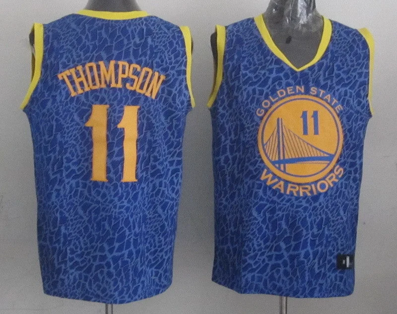 Slim Fit Basketball Jersey-Warriors 11 Thompson Blue Crazy Light Swingman Basketball Jerseys