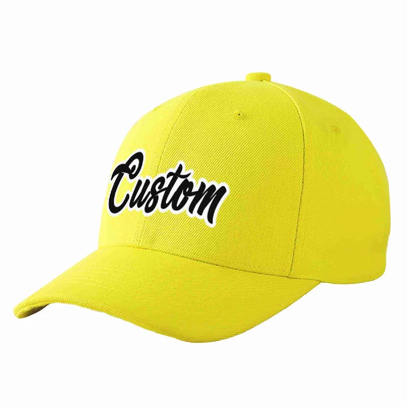 Police Baseball Cap-Custom Yellow Black-White Curved Eaves Sport Baseball Cap Design for Men/Women/Youth