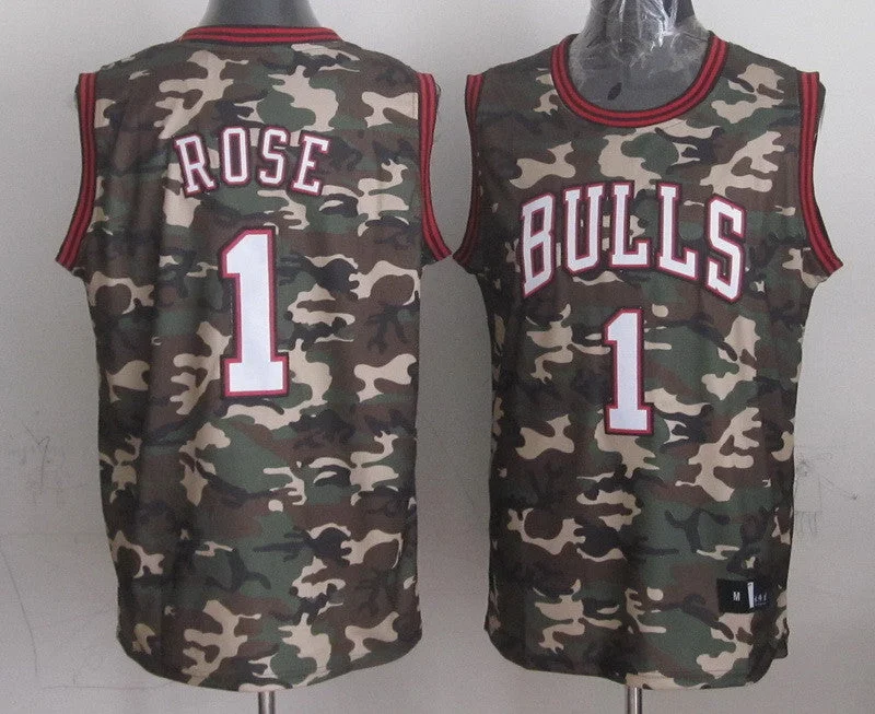 Basketball League Champs Jersey-Bulls 1 Rose Swingman Camouflage Basketball Jerseys