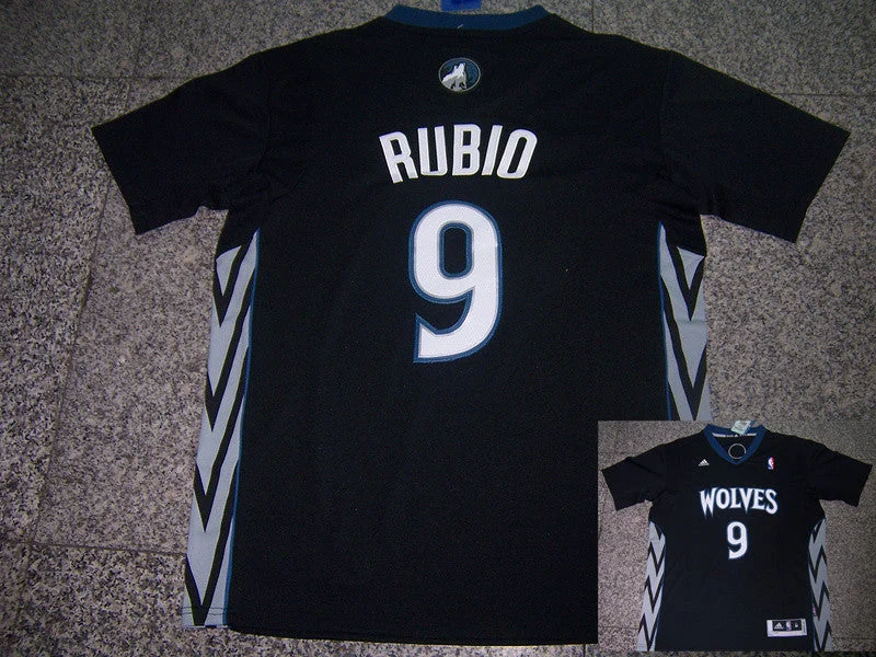 Bridesmaid Basketball Jersey-Timberwolves 9 Rubio Black New Revolution 30 Basketball Jerseys