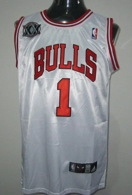 Basketball Enthusiast Jersey-Bulls 1 Rose White 20th Anniversary Basketball Jerseys