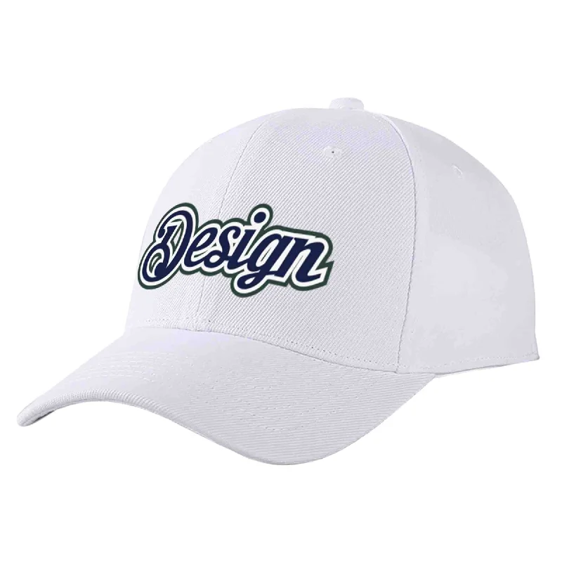 Luxury Baseball Cap-Custom White Navy-White Curved Eaves Sport Design Baseball Cap