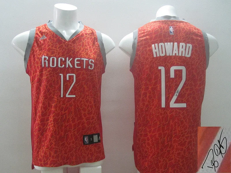 MVP Basketball Jersey-Rockets 12 Howard Red Crazy Light Signature Edition Basketball Jerseys