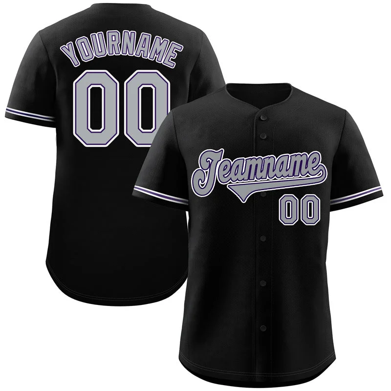 Exclusive Baseball Jersey-Custom Black Gray-Purple Classic Style Authentic Baseball Jersey