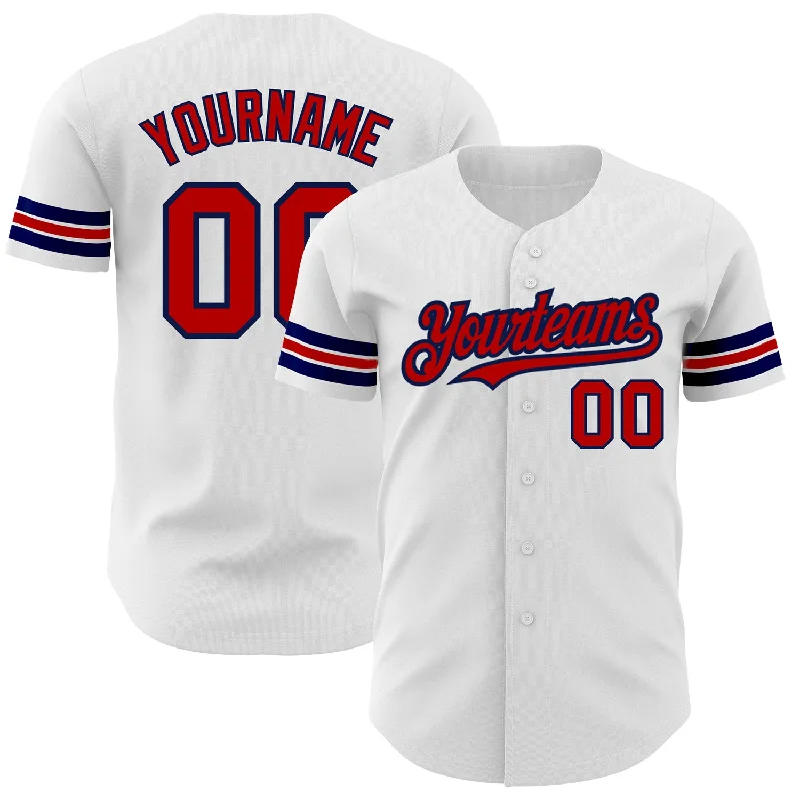 Two-Tone Baseball Jersey-Custom White Red-Navy Authentic Baseball Jersey