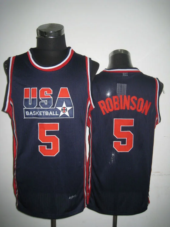 MVP Basketball Jersey-USA Basketball 1992 Dream Team 5 David Robinson Blue Basketball Jersey