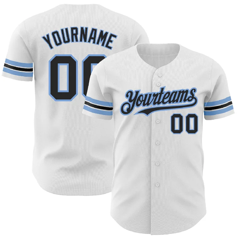 Home Game Baseball Jersey-Custom White Black-Powder Blue Authentic Baseball Jersey