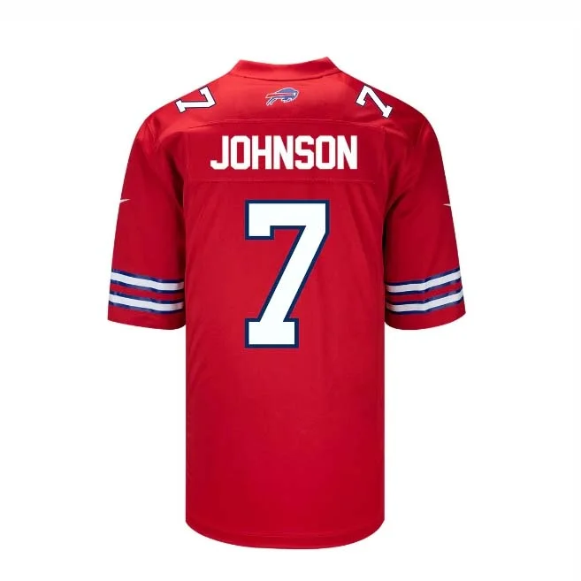 Training Football Jersey-B.Bills #7 Taron Johnson Game Jersey - Red Football Jerseys