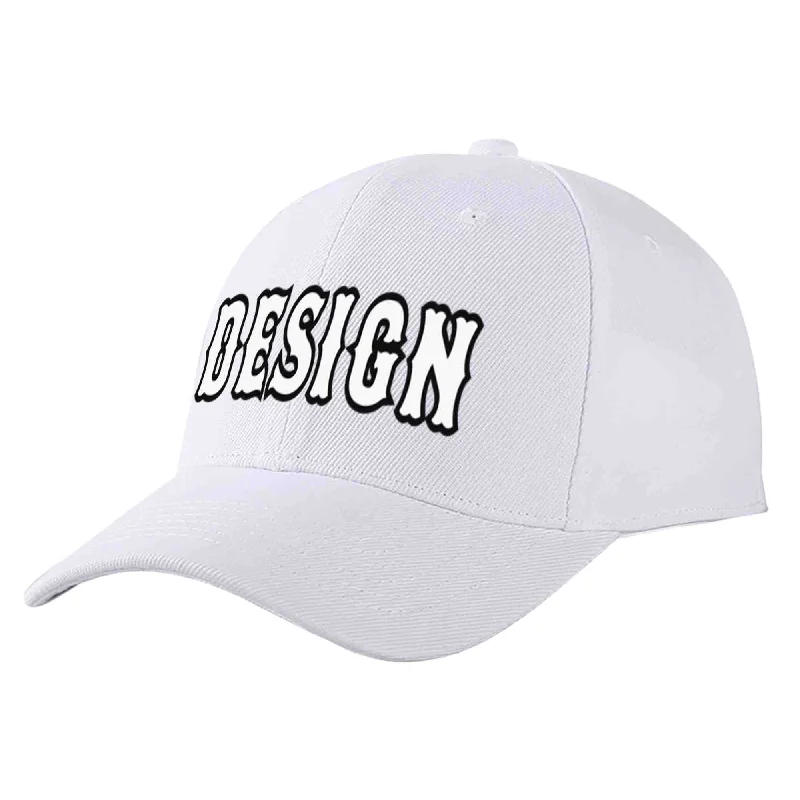 Equestrian Baseball Cap-Custom White White-Black Curved Eaves Sport Design Baseball Cap