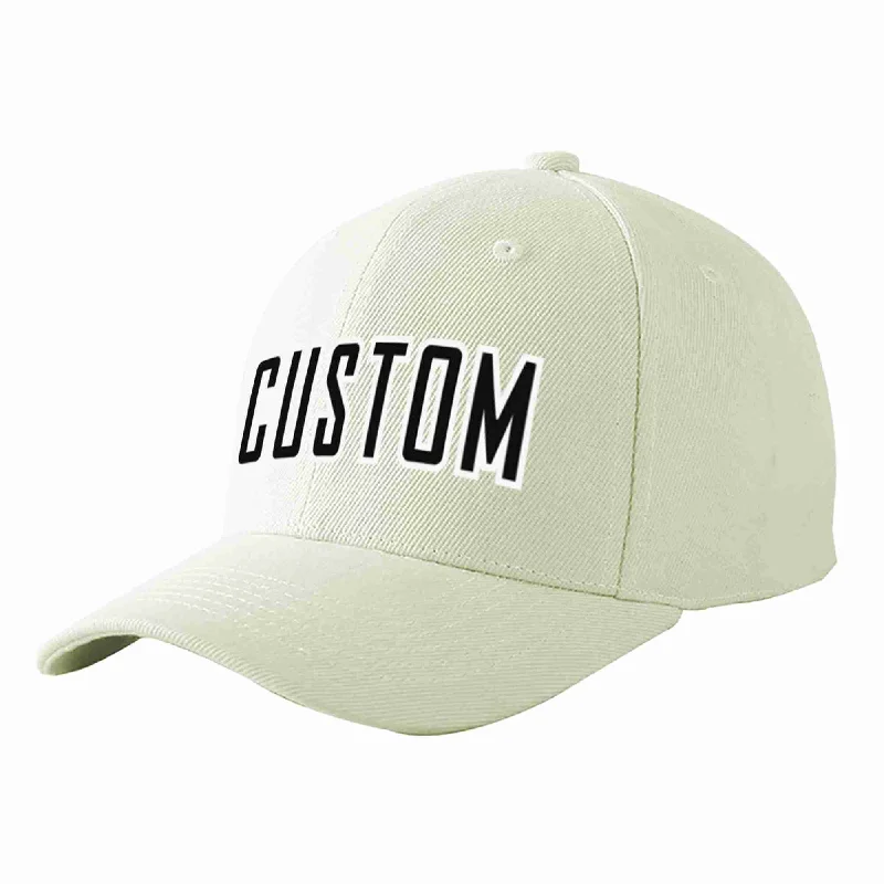 Handmade Baseball Cap-Custom Cream Black-White Curved Eaves Sport Baseball Cap Design for Men/Women/Youth