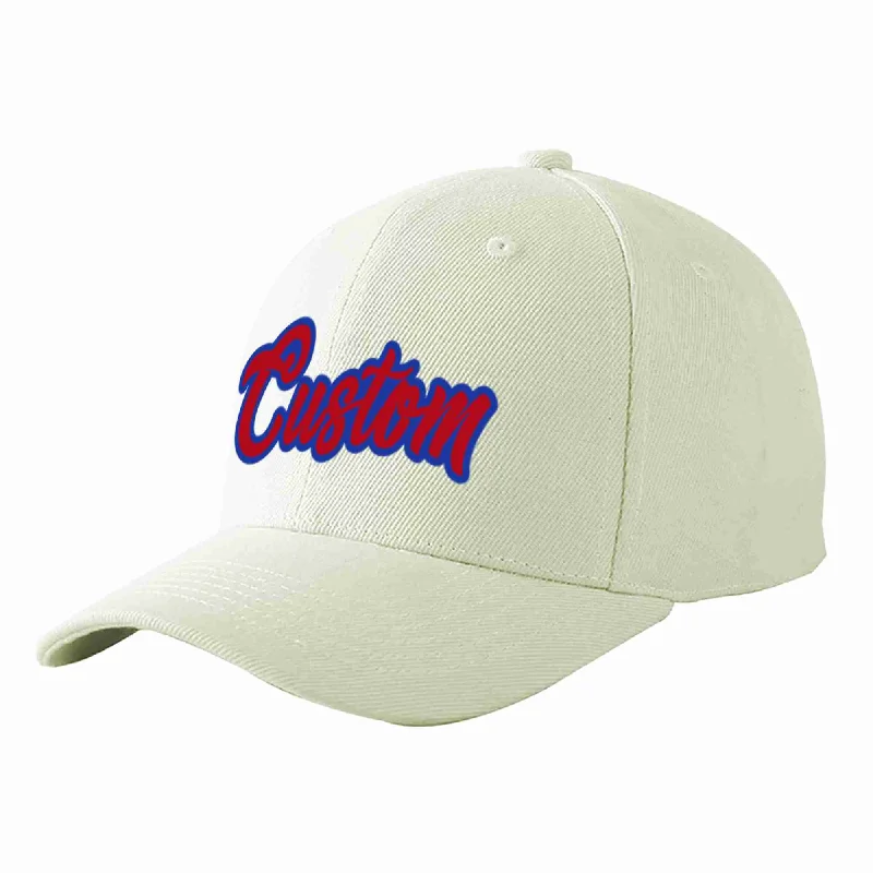 Workwear Baseball Cap-Custom Cream Red-Royal Curved Eaves Sport Baseball Cap Design for Men/Women/Youth