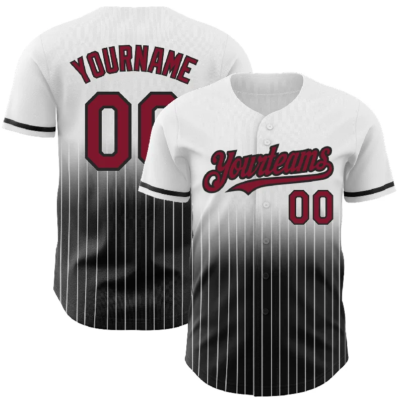 Green Baseball Jersey-Custom White Pinstripe Crimson-Black Authentic Fade Fashion Baseball Jersey