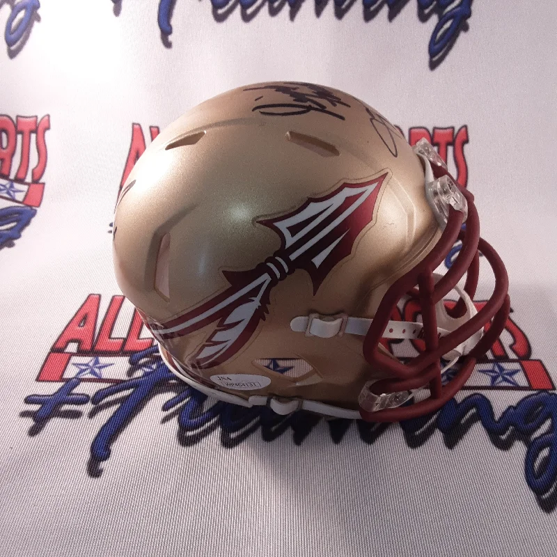 Lightweight Rugby Helmet-Cook, Winston, Fisher Authentic Signed Autographed Mini Helmet JSA.