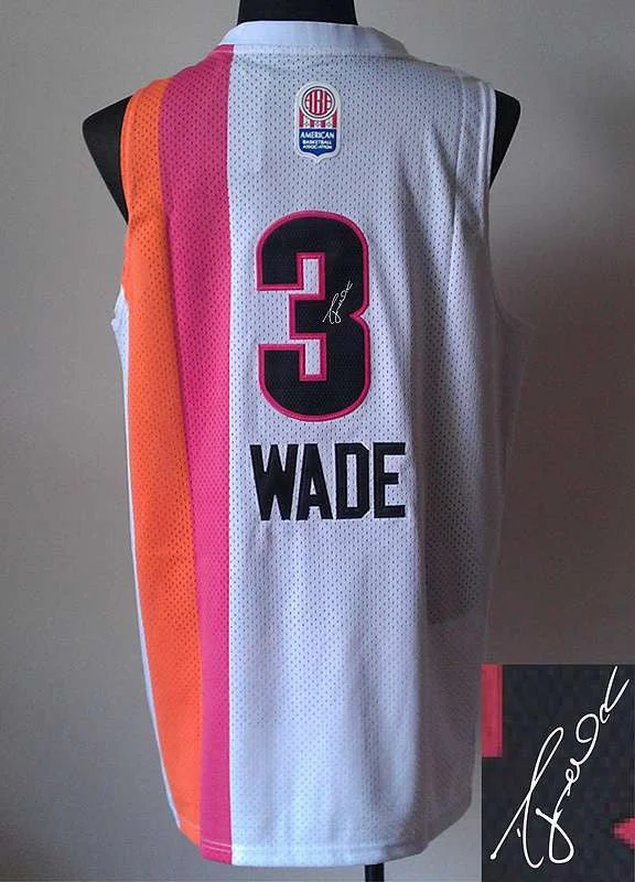 Bright Color Basketball Jersey-Heat 3 Wade White Rainbow Signature Edition Basketball Jerseys