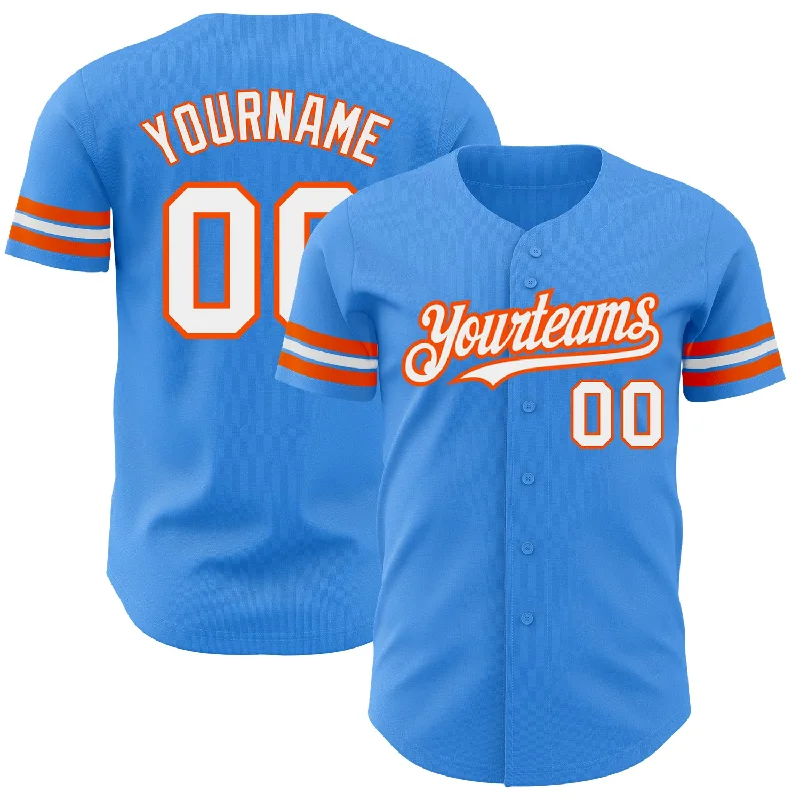 Fan Baseball Jersey-Custom Electric Blue White-Orange Authentic Baseball Jersey