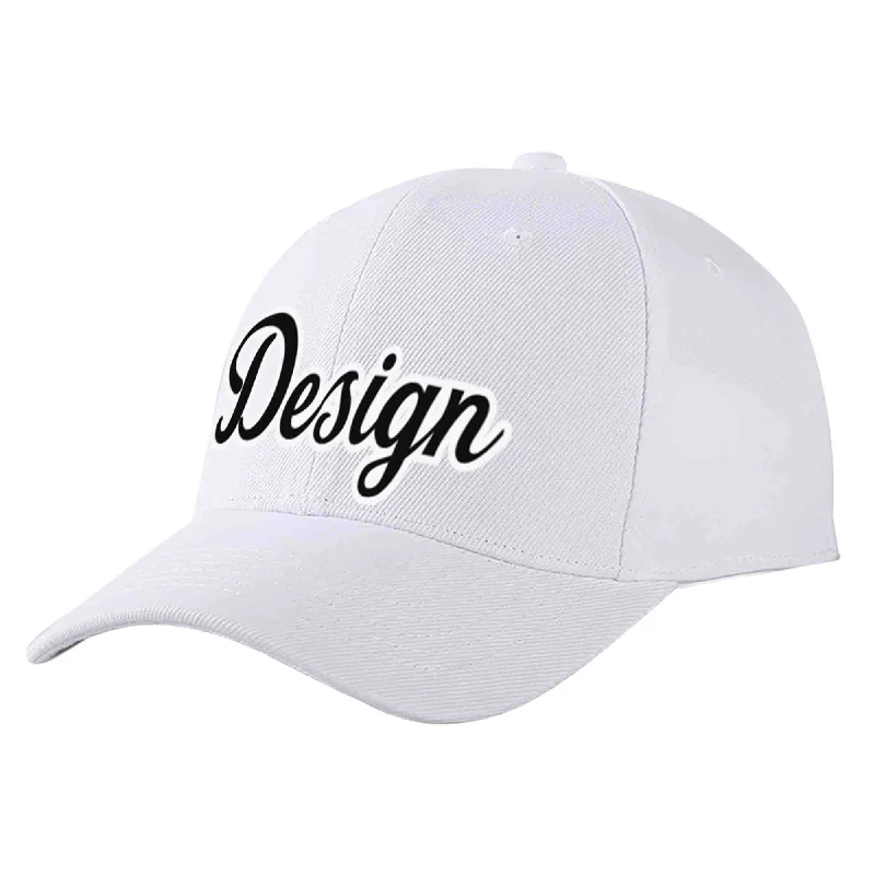 Mom Baseball Cap-Custom White Black-White Curved Eaves Sport Design Baseball Cap