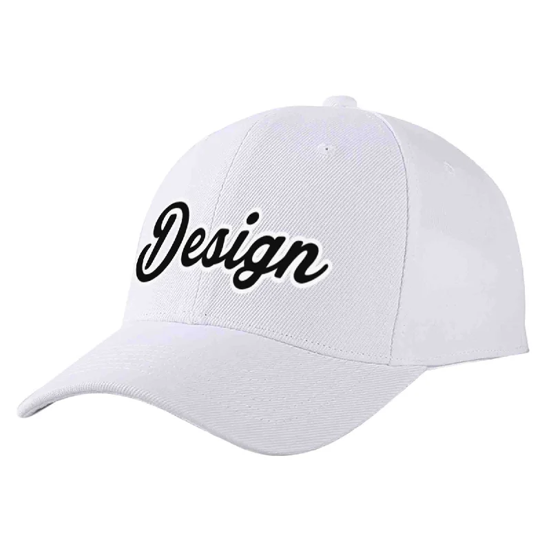 Military Baseball Cap-Custom White Black-White Curved Eaves Sport Design Baseball Cap