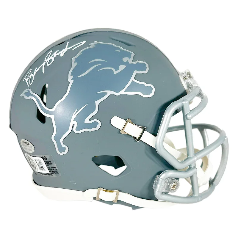 Comfortable Rugby Helmet-Barry Sanders Signed Detroit Lions Slate Alternate Speed Mini Football Helmet (Beckett)