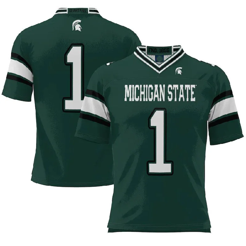 Pastel Football Jersey-#1 M.State Spartans ProSphere Endzone Football Jersey Green Stitched American College Jerseys