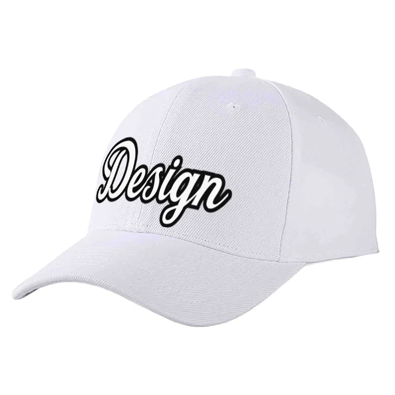 Holiday Baseball Cap-Custom White White-Black Curved Eaves Sport Design Baseball Cap