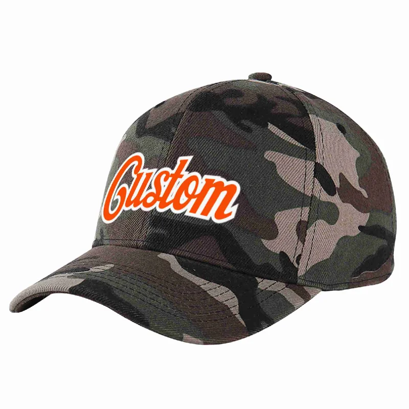 Graduation Baseball Cap-Custom Camo Orange-White Curved Eaves Sport Baseball Cap Design for Men/Women/Youth