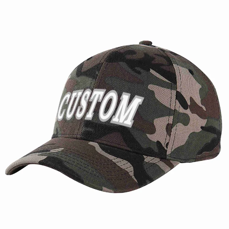 Farmer Baseball Cap-Custom Camo White-Gray Curved Eaves Sport Baseball Cap Design for Men/Women/Youth