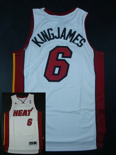 Bachelorette Party Basketball Jersey-Heat 6 KingJames White Swingman Basketball Jerseys