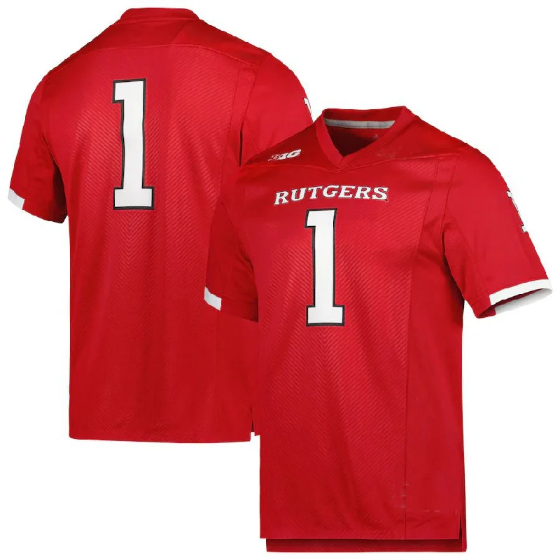 White Football Jersey-#1 R.Scarlet Knights Team Premier Football Jersey Scarlet Stitched American College Jerseys